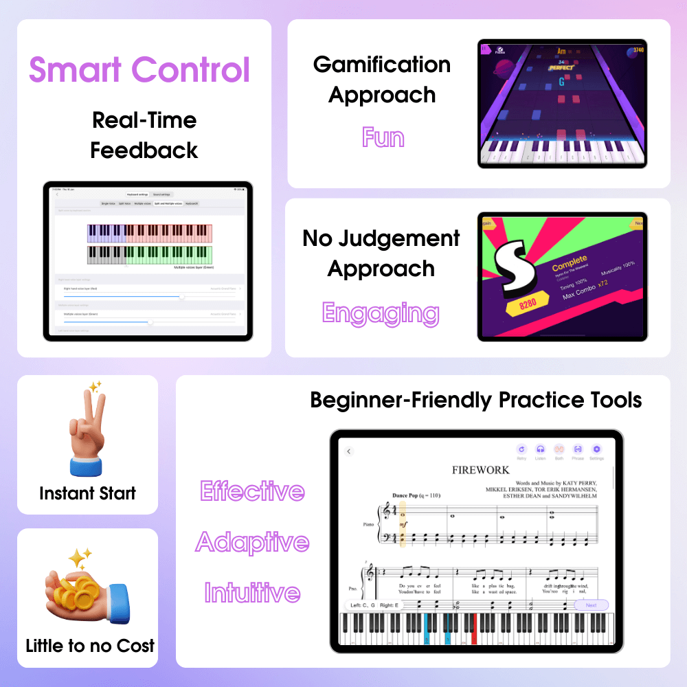 TheONE Smart Piano App - beginner friendly tools