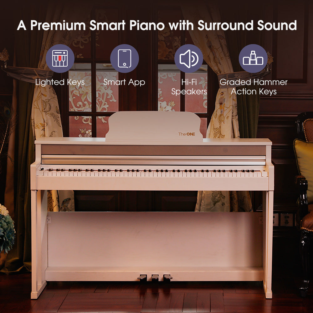 TheONE TOP1X 88-key graded hammer action weighted home piano showing the keyboard mechanism