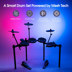 The ONE EDM-200 Electronic Drum Set, Mesh Drum Pads and Bluetooth Connectivity with Drum Learning App for Beginners