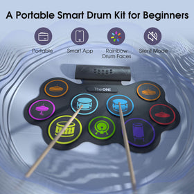 The ONE TRD Portable Electronic Drum Set, 9 Pads Roll-up Drum Set with Free Smart App