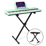 TheONE Smart Piano COLOR Green Keyboard+X Stand+Bench