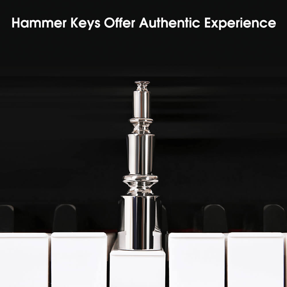 Close view of The ONE PLAY hammer-action piano keys