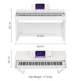 TheONE Smart Piano PLAY White Sizes and Weight