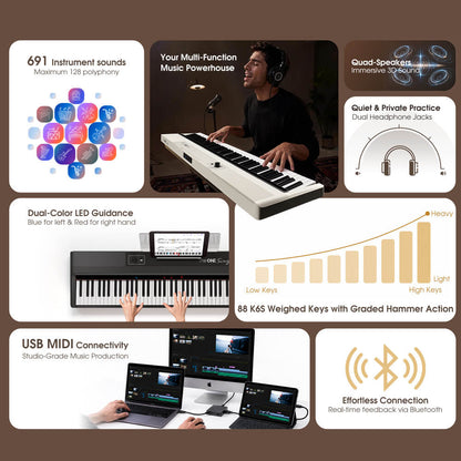 TheONE Sing Pro Smart Piano with 88 Weighted Keys - The ONE Music
