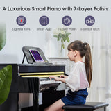 The ONE TOP2S Polished Smart Piano, Weighted Hammer-Action Keyboard with Ivory Feel