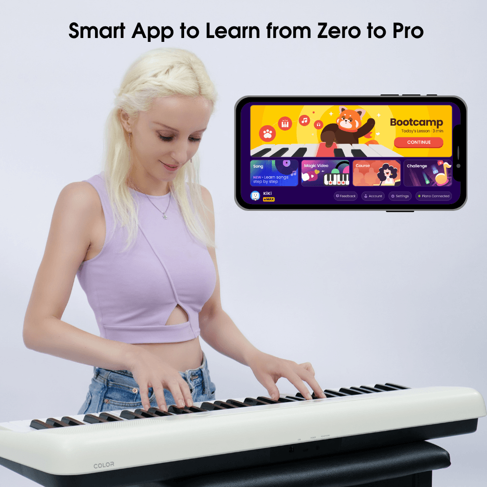 TheONE Family Music Starter Pack - COLOR Smart Piano & TOD1 Smart Drum Set, Built-in LED Lights Connected with Learning App