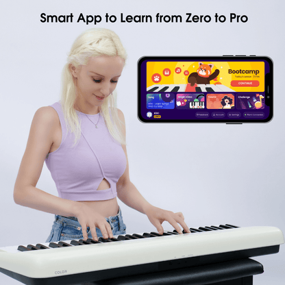 TheONE Family Music Starter Pack - COLOR Smart Piano & TOD1 Smart Drum Set, Built-in LED Lights Connected with Learning App