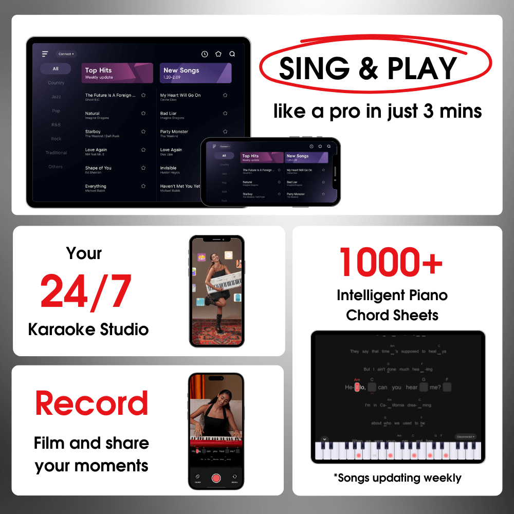 TheONE Sing App interface used with The ONE SING Smart Piano