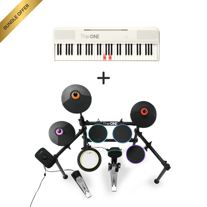 TheONE Family Music Starter Pack - COLOR Smart Piano & TOD1 Smart Drum Set, Built-in LED Lights Connected with Learning App - The ONE Music